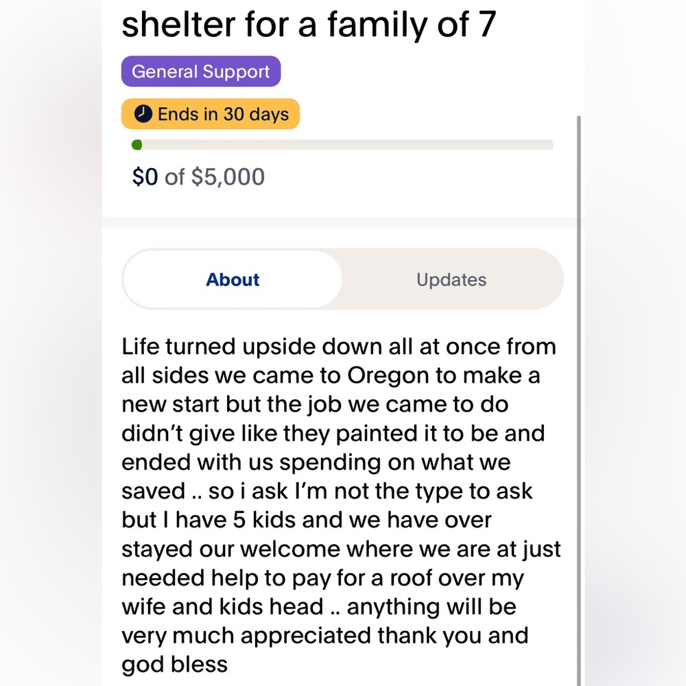 Can you help shelter for a family of 7